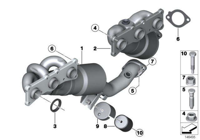 2012 BMW 328i Exhaust Manifold With Catalyst Diagram