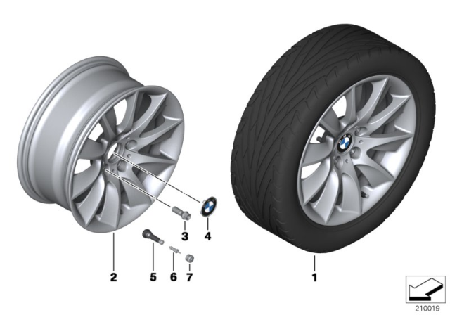 2015 BMW 535i xDrive BMW LA Wheel, Turbine Styling Diagram 1