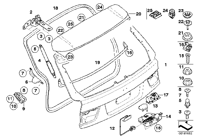 2013 BMW X5 Trunk Lid Lock Rear Diagram for 51247234379