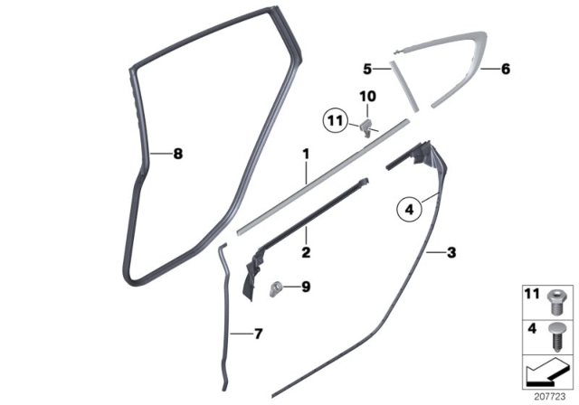 2016 BMW 550i GT xDrive Trims And Seals, Door Diagram 2