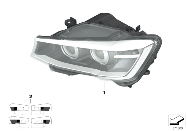 2017 BMW X3 Left Headlight Diagram for 63117401141