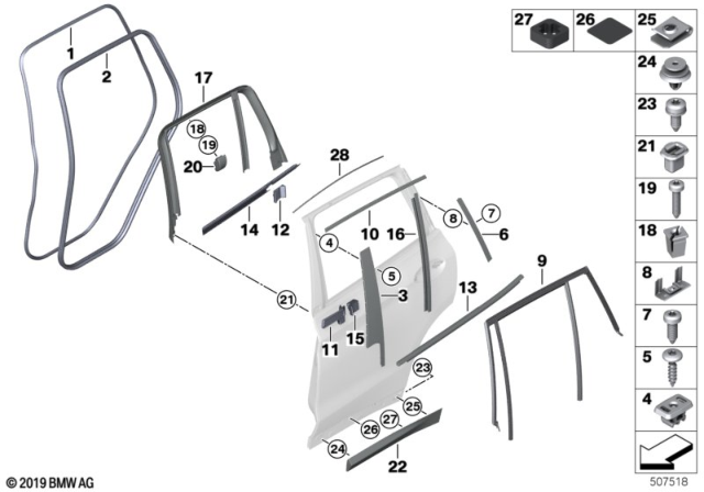 2020 BMW X3 M Seal, Lock Plate, Door, Rear Right Diagram for 51357393444
