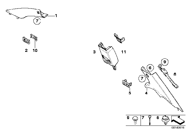 2007 BMW 328i Trim Panel Diagram