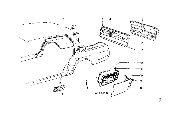 1969 BMW 2000 Rear Side Panel Diagram