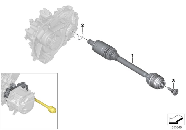2020 BMW i3s Electric Gearbox, Output Shaft Diagram