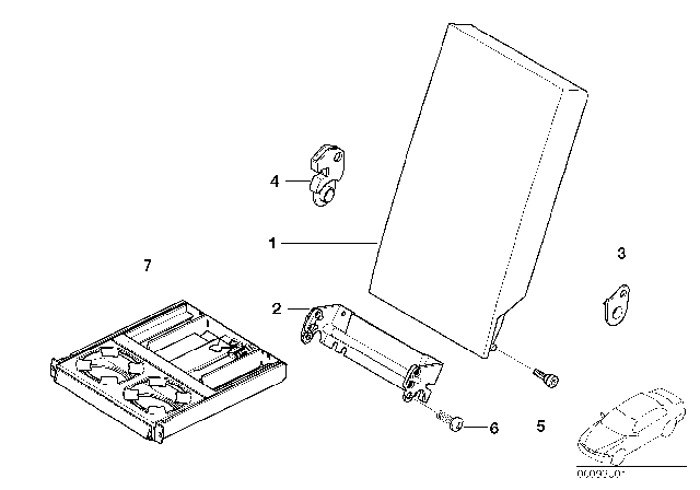 2003 BMW 325Ci Rear Seat Centre Armrest Diagram