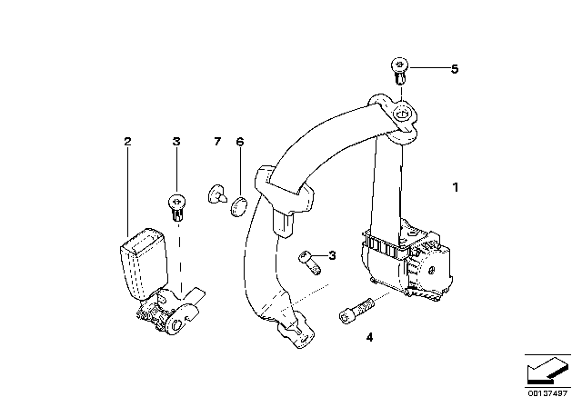 2012 BMW 335i Rear Upper Right Seat Belt Diagram for 72117169956