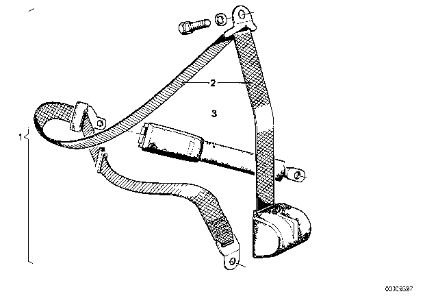 1979 BMW 733i Safety Belt Front Diagram 1