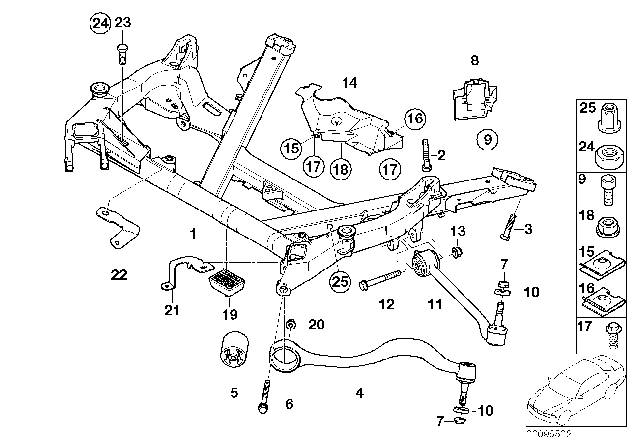 2001 BMW 530i Front Axle Support / Wishbone Diagram