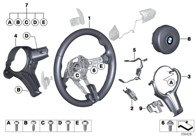 M SPORTS STEERING WHEEL LEAT Diagram for 32307854457