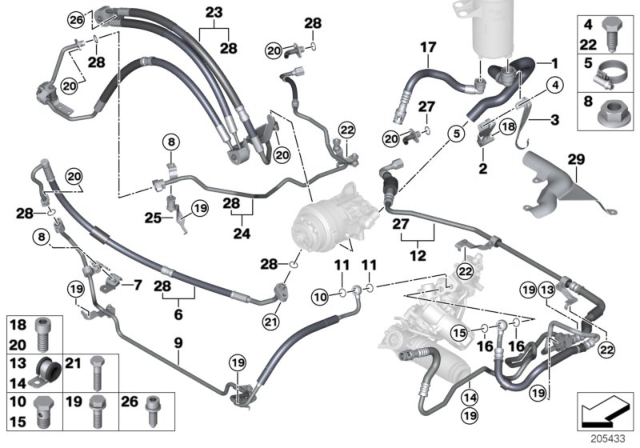 2013 BMW X5 M Power Steering, Fluid Lines / Adaptive Drive Diagram