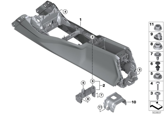 2020 BMW 228i xDrive Gran Coupe Centre Console Diagram