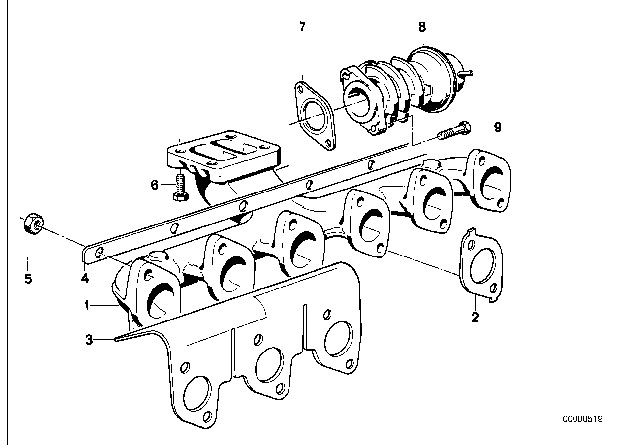 1986 BMW 524td Exhaust Manifold - AGR Diagram