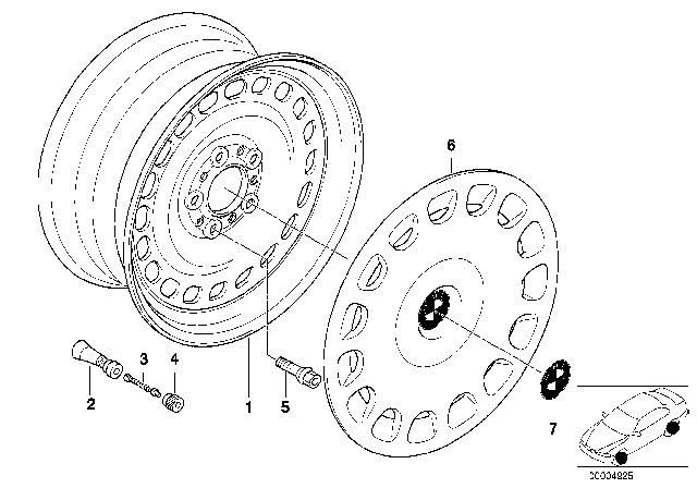 1999 BMW 528i Wheel Cover Diagram for 36136768639