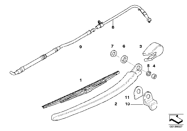 2010 BMW 535i xDrive Wiper Arm Cover Diagram for 61627066175