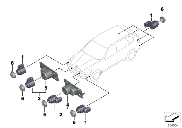 2008 BMW X5 Ultrasonic-Sensor Diagram 1