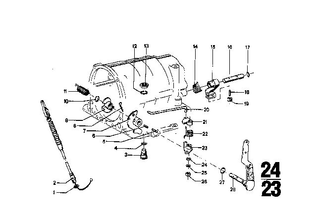 1972 BMW Bavaria Gear Shift / Parking Lock (ZF 3HP20) Diagram