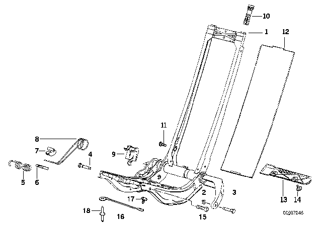 1992 BMW 318is Front Seat Backrest Frame Diagram 1