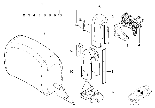 2003 BMW 330Ci Seat, Front, Head Restraint Diagram