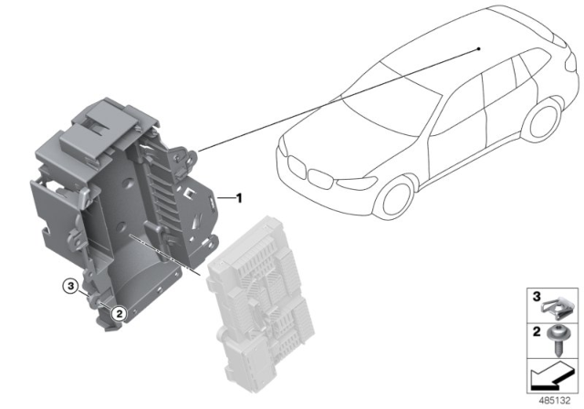 2020 BMW X3 Device Holder, Luggage Compartment Diagram