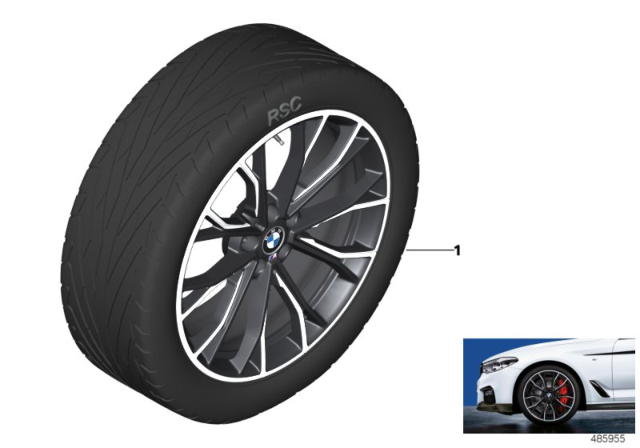 2019 BMW 530i BMW LA Wheel M Performance Double Spoke Diagram 1