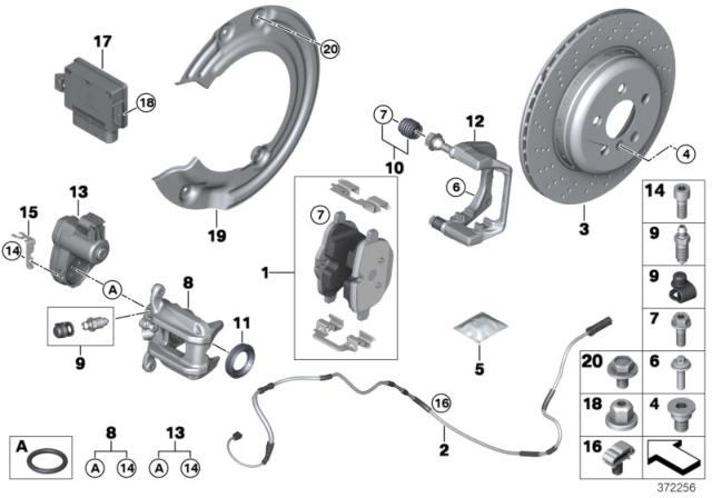 2017 BMW i8 Rear Wheel Brake Diagram