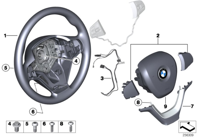 2013 BMW X3 Sports Steering Wheel Leather Diagram for 32306879924