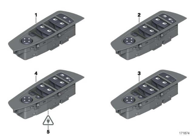 2015 BMW 740i Operating Unit, Switch Cluster, Door Diagram