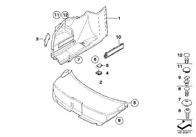 2009 BMW 650i Trunk Trim, Left Diagram for 51476977035