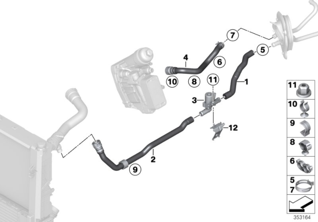 2015 BMW M235i Cooling Water Hoses Diagram 1