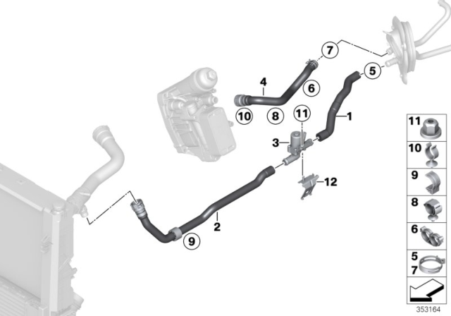 2016 BMW M235i xDrive Hose For Engine Inlet And Water Valve Diagram for 64219208175