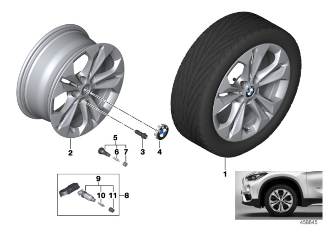 2020 BMW X1 BMW LA Wheel, Double Spoke Diagram 1