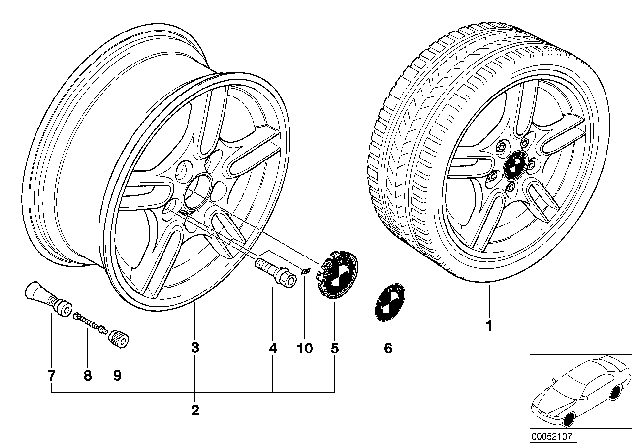 2000 BMW M5 BMW LA Wheel, M Parallel Spoke Diagram 1