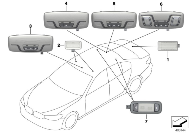 2020 BMW 530i Interior Lights Diagram 3