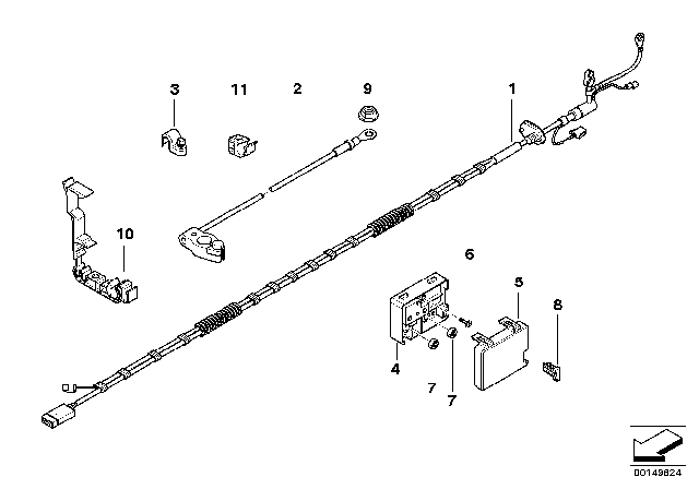 2008 BMW Z4 Plus Pole Battery Cable Diagram for 61126953424