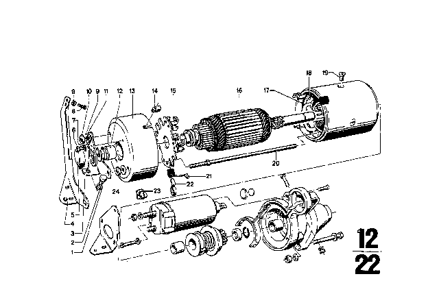1972 BMW 2002 Starter Parts Diagram 1