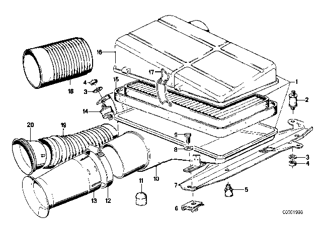 1979 BMW 633CSi Bracket Air Volume Determinator Diagram for 13711271588