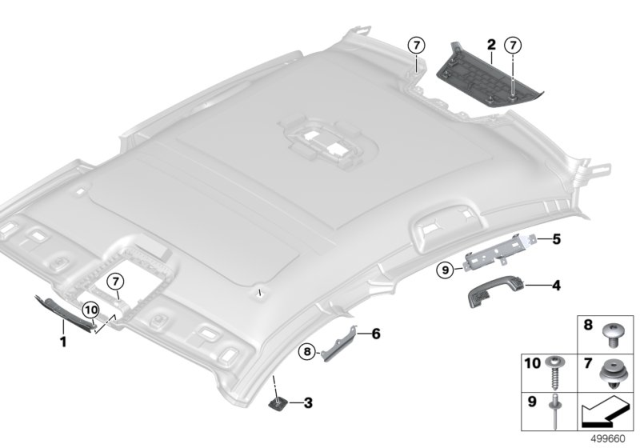 2020 BMW 840i Gran Coupe Mounting Parts, Roofliner Diagram