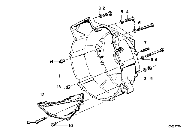 1983 BMW 633CSi Clutch Bell Housing Diagram