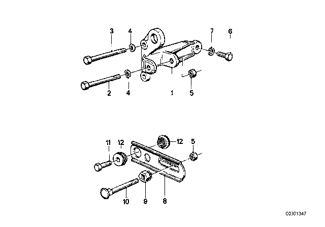 1991 BMW M3 Supporting Bracket Diagram for 12311284306