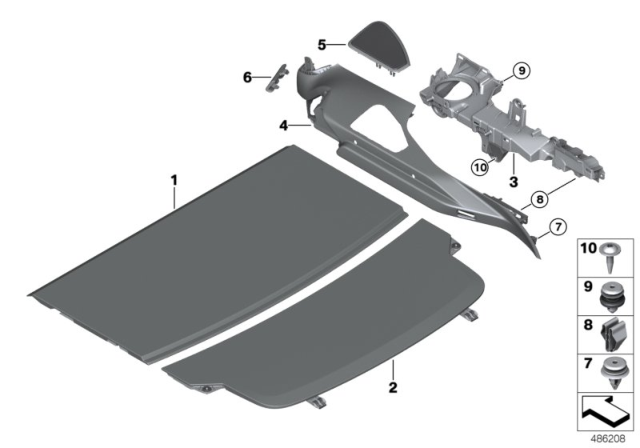 2018 BMW 640i xDrive Gran Turismo G32 Rear Window Shelf Diagram