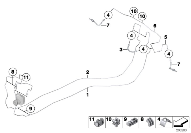 2015 BMW X1 Brake Pipe, Rear Diagram