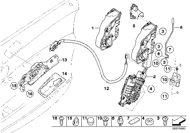 2008 BMW X6 Front Door Control / Door Lock Diagram