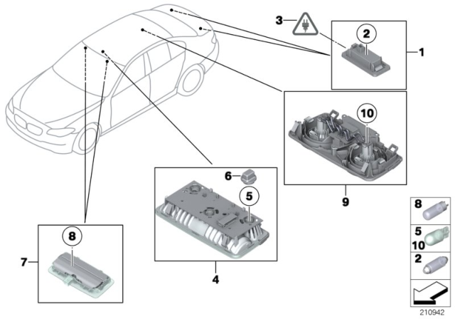 2011 BMW 550i Various Lamps Diagram 1