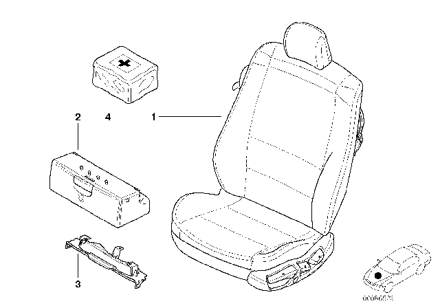 2003 BMW 325xi Seat, Front, Complete Seat Diagram 3