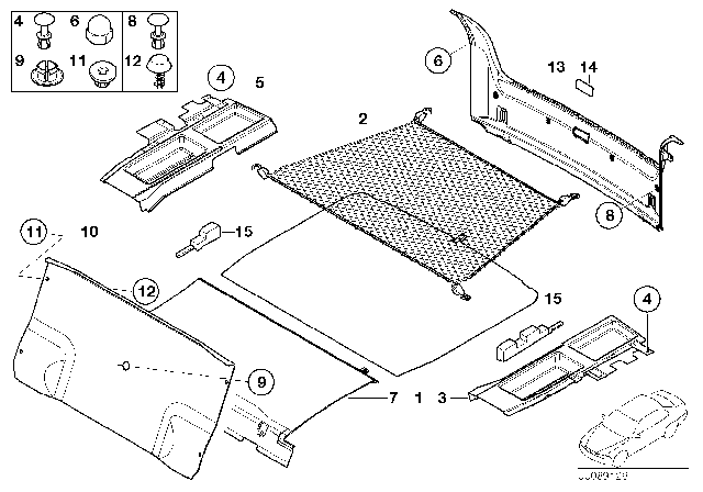 2000 BMW M5 Front Trunk Floor Trim Panel Diagram for 51472499328