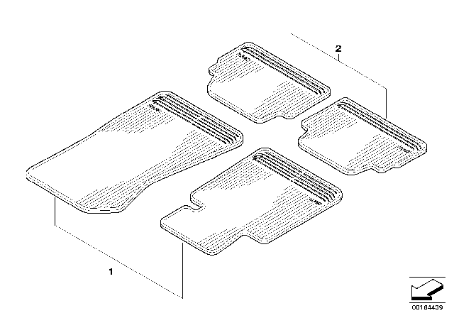 2011 BMW 128i Floor Mats, All-Weather Rear Diagram for 51472239689