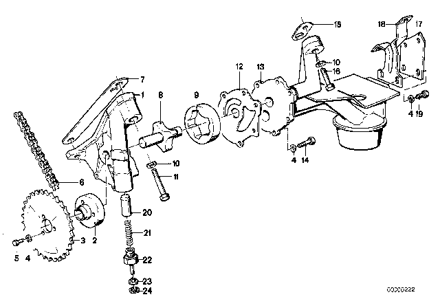 1979 BMW 633CSi Lubrication System / Oil Pump With Drive Diagram 1