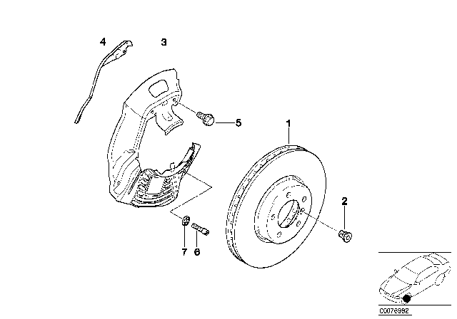2001 BMW 525i Front Brake / Brake Disc Diagram