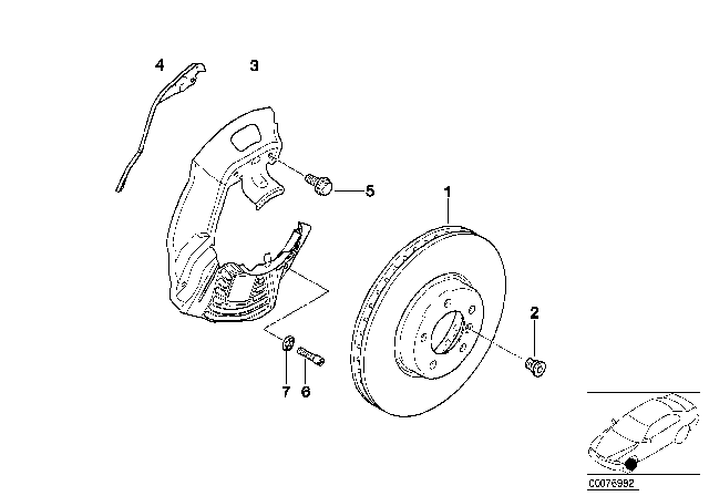 2002 BMW 525i Front Brake / Brake Disc Diagram